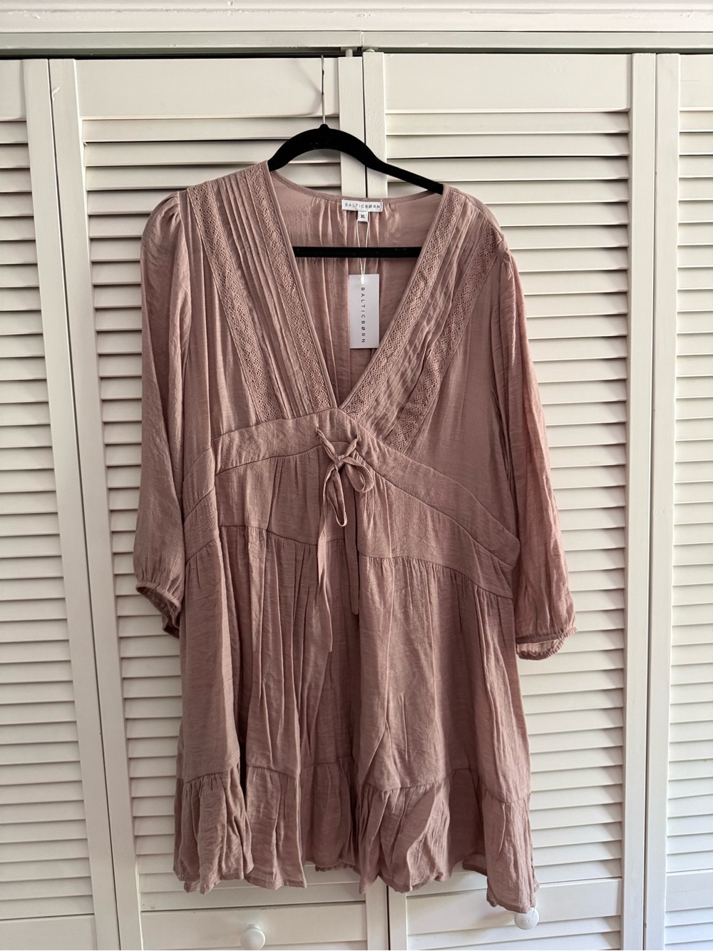 Baltic Born Dusty Rose Tiered V-Neck Dress